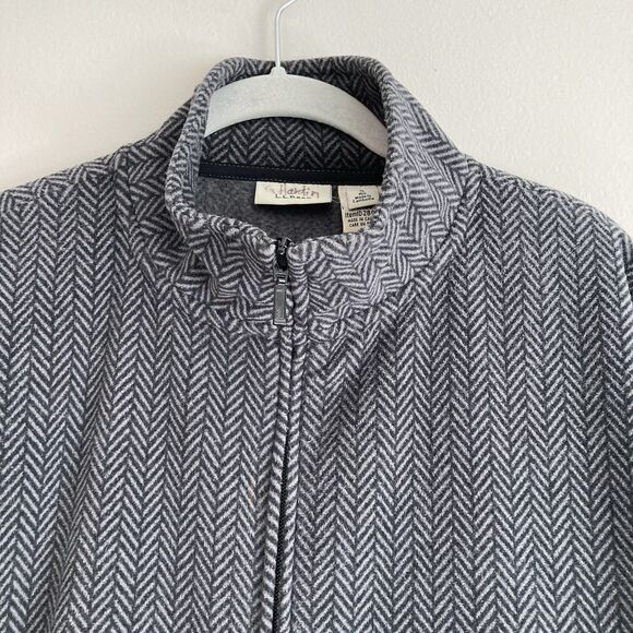 LL Bean Fleece Poncho Sweater Womens Small Gray Herringbone Oversized Pockets - Picture 2 of 8